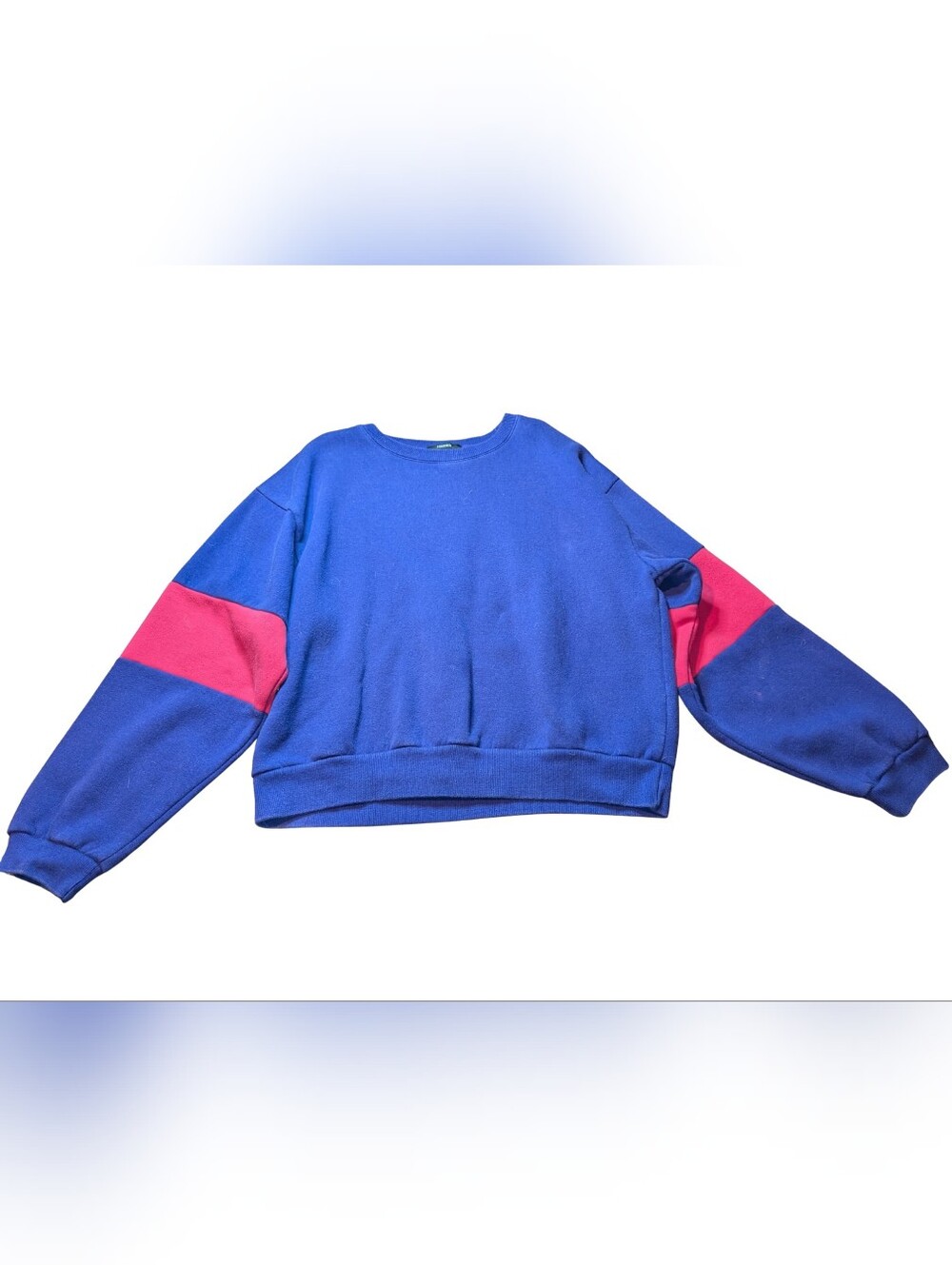 Blue & Pink Colorblock Crewneck Sweater